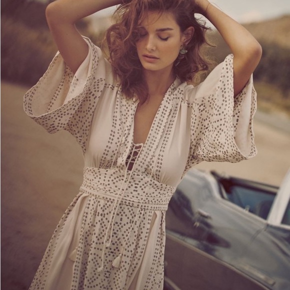 Free People Modern Kimono Maxi Elegant White Dress - Picture 1 of 13